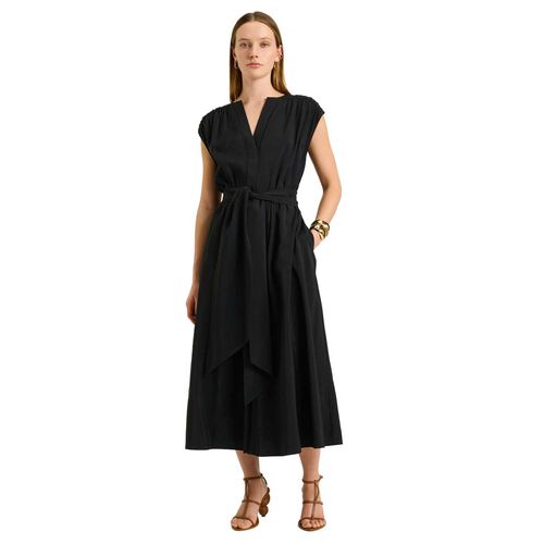 Veronika Maine Drapey Modal Blend Gathered Tie Waist Dress